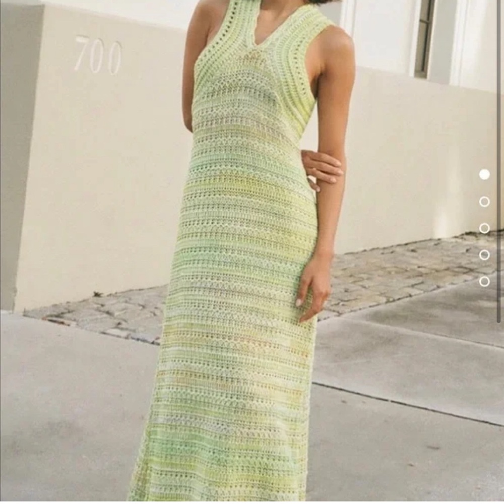 Maxi dress Zara Green size S Crochet